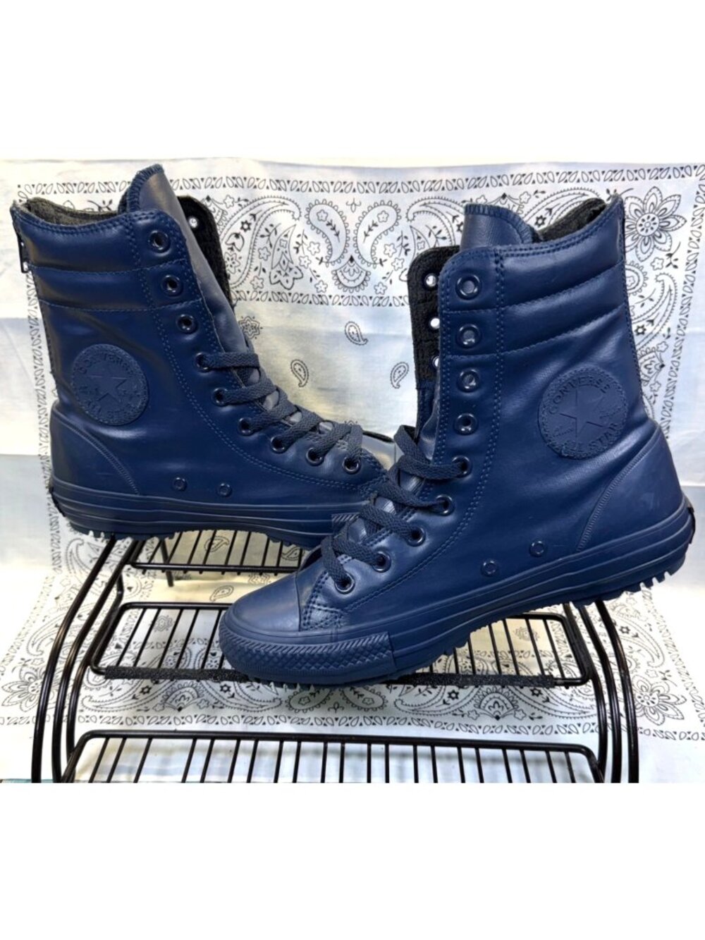 Converse Blue Rubber All-Star High-Top Shoes Sneakers 549590C Womans Size 8 EUC